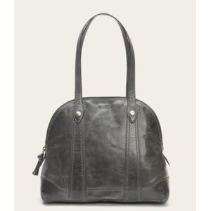 Frye Melissa Domed Satchel Leather Purse Handbag Carbon Gray